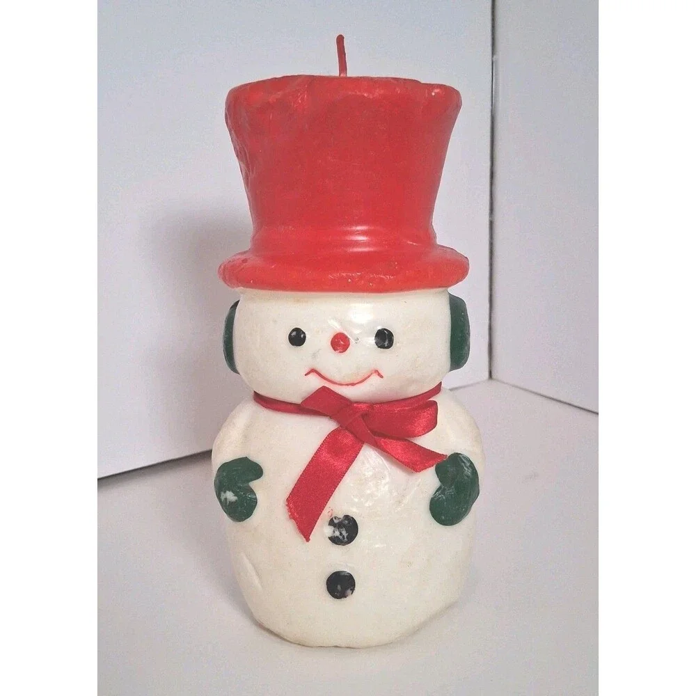 Vintage Snowman Christmas Candle Large 8